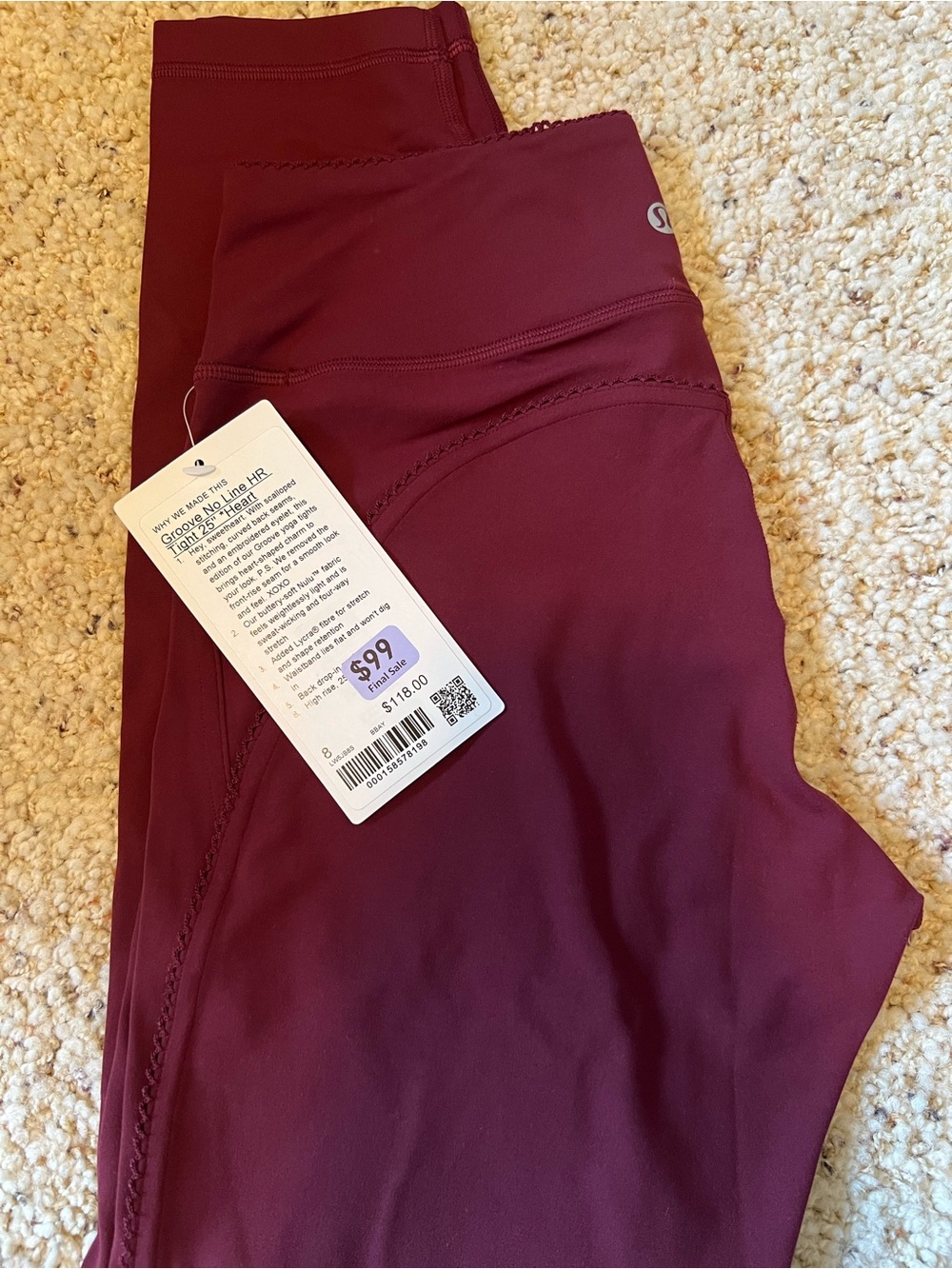 lululemon No Line High Rise Heart 25” - Size 8 - Picture 5 of 7